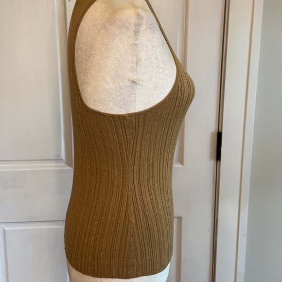 madewell | gold glitter metallic ribbed high neck tank top - Picture 4 of 6